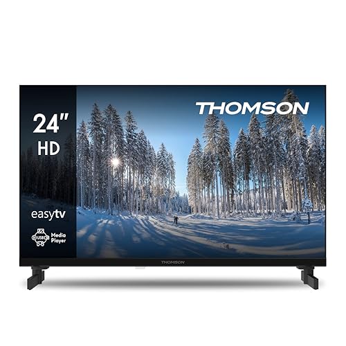 THOMSON TV 24 Pulgadas (60 cm) HD Easy TV, Televisor LED (No Smart), Triple Sintonizador (DVB-T/T2/C/S/S2), Dolby Audio, Modo Hotel, Reproductor Multimedia, Mando Retroiluminado, 3X HDMI, 24HD2S13