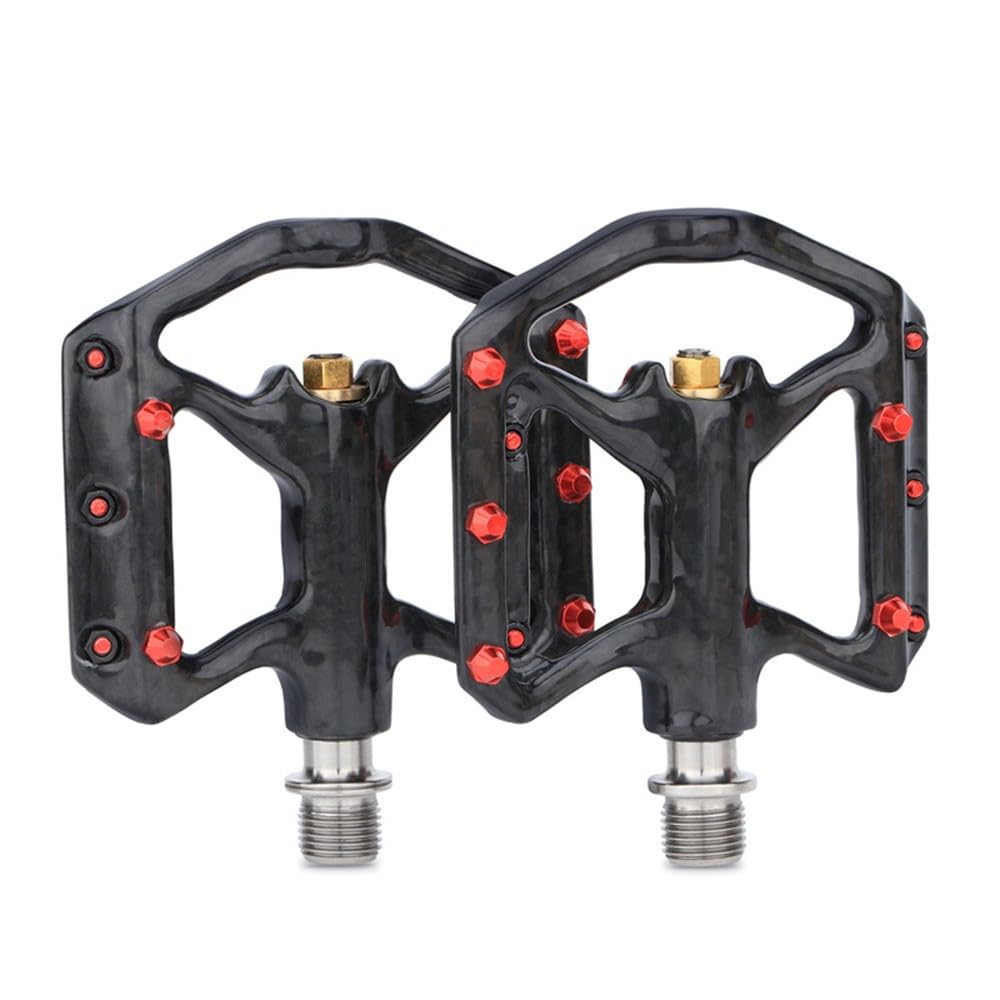 Pédale de vélo avec construction en carbone et axe en titane - Ultra-léger, 3 roulements, antidérapant pour vélo de course, VTT et Brompton