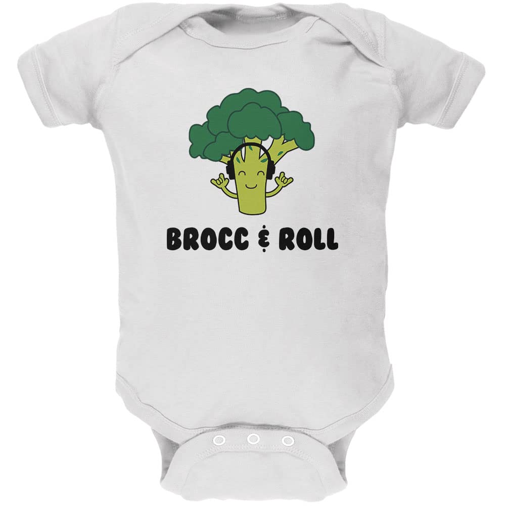 Brocc Gemüse Brokkoli Rock und Roll lustige weiches Baby Einteiler weiß 9 bis 12 M