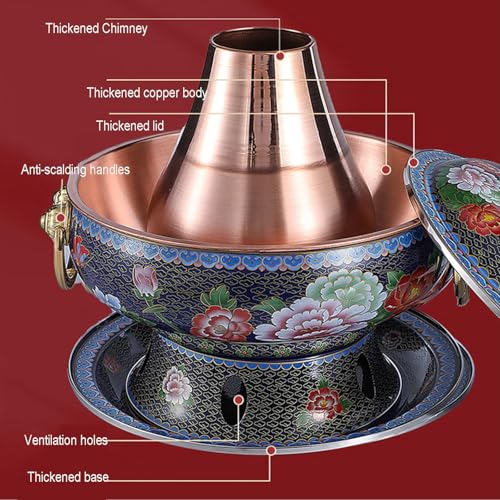 Olla caliente tradicional china de cobre 34 cm miniatura 3