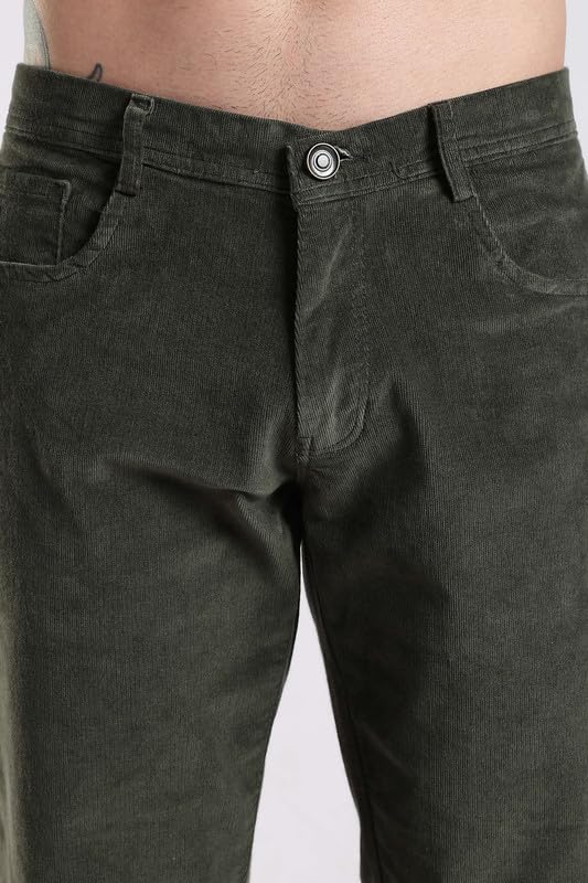 Image of NEVER NEUD Men's Corduroy Trousers | Stylish Straight Fit 4 Pocketed Corduroy Pants for Men | 98% Cotton 2% Elastane | Mid Rise | Comfortable Casual Regular Fit Pants | Button Closure