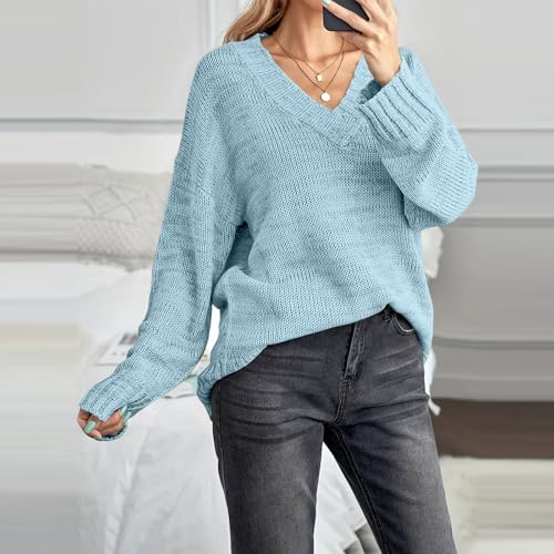 Fall Sweaters for Women Long Sleeve Vneck Casual Slim Fit Knit Sweater - image 5