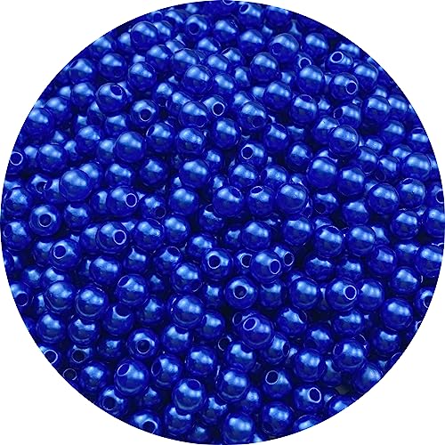 YHYPOCI 1000pcs Pearl Beads for Crafts 6mm Resin Pearl for Jewelry Making Round Bulk Pearls Beads with Hole for Necklaces Bracelets Earrings Making Jewelry Decoration(Dark Blue)