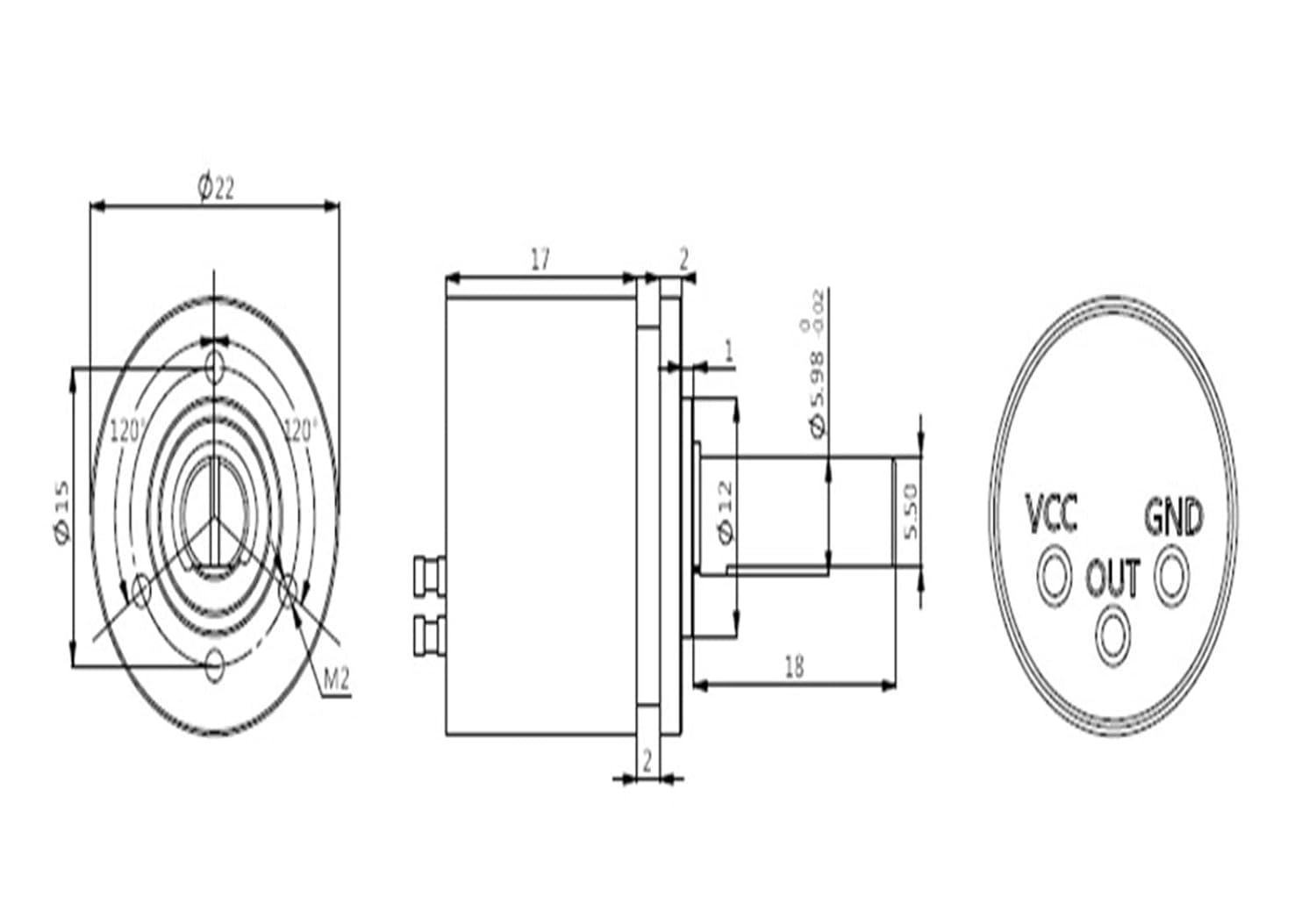 Rotary Hall Angle Sensor|0-360 Degree|Full Circle Without Dead Angle|Magnetism|P3022-V1-CW360