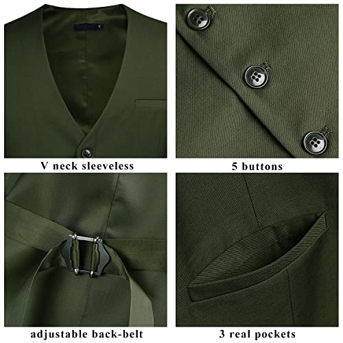 Image of Enlision Men's Suit Vest Business Formal Dress Waistcoat Solid Color Vest for Suit or Tuxedo