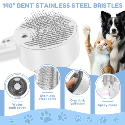 Image of Cat Steam Brush for Shedding - Cloud Care Cat Brush for Indoor, Shedding Steam Cat Brush for Long Short Hair, Pet Grooming Brush with Release Button and Tank for Cats Massage Grooming Self-Cleaning