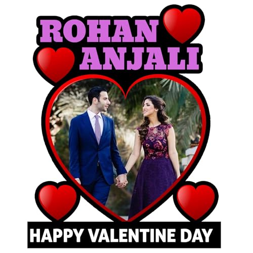 Image of Customized Valentine Photo Frame for Gifts | Personalized Couple Picture Frame with Name Customization | Heart Shape Photo Frame for Anniversary, Wedding, Birthday & Valentine's Day Gift