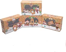 24Pack Kraft Paper Box Christmas Kraft Paper Boxes Christmas Candy Biscuit Box Baking Box with Window Gift Storage Boxes Packing Candy Boxes Xmas Candy Box Storage Box Open The Window (24Pcs)