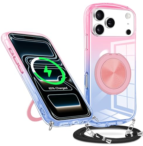 iPhone 17 Pro Max �P�[�X �N���A �O���f�[�V�����F �����O�t�� MagSafe�Ή� �����O �A�C�t�H�� 17 promax �p �J�o�[ ��|�� ���|�� �΂߂��� ���� TPU �ϏՌ� 360°�X�^���h�@�\ �Ή� �P�[�X �؍� ����
