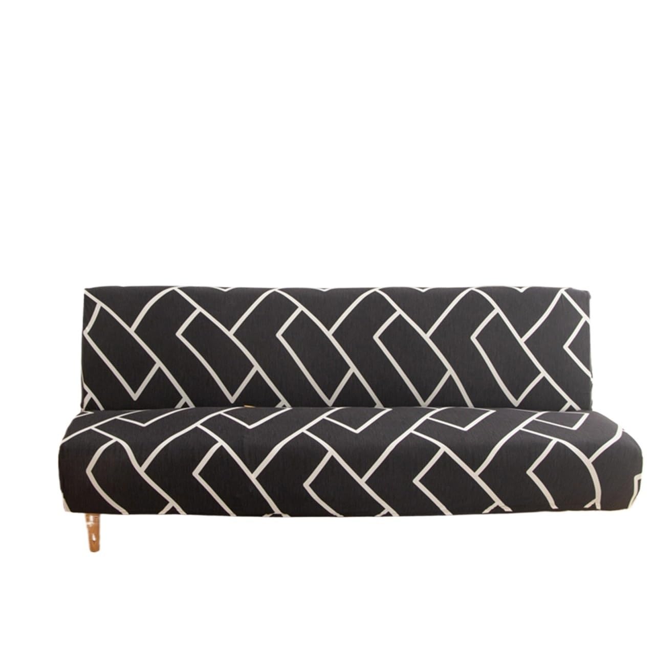 GCYEIDMA Armless Sofa Slipcover Armless Futon Slipcovers Stretch Folding Sofa Bed Cover with Elastic Bottom, Printed Fitted Couch(Color 6,M (160-190cm))