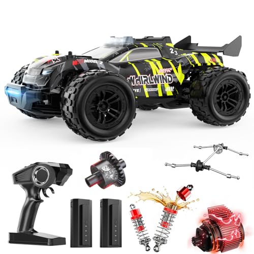 DEERC 1/14 Fast Brushless RC Car for Adults, 43 MPH High Speed 4x4 Off-Road RC Truck, Waterproof Monster Truggy, All Terrain Remote Control Drift Car for Boys 8-12, 2 Batteries, 3S Lipo Compatible