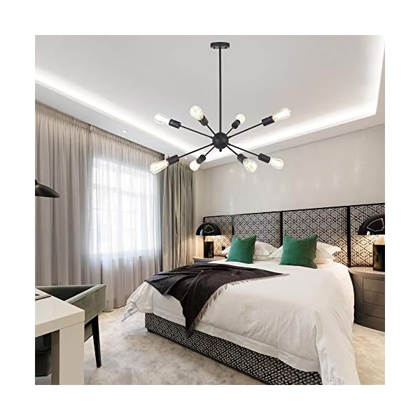 VINLUZ Chandelier Lighting Ceiling Light Sputnik Chandelier Pendant Lighting Industrial Lighting 8 Light Sputnik Ceiling Light Flush Mount Ceiling Light - Image 4