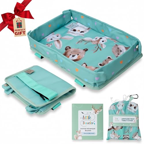 Little Traveler Waterproof Airplane Tray Table Cover Universal Fit & Easy Setup Airplane Tray Cover Kids - Use in Buses Trains High Chairs I Plane Travel Essentials for Kids 1-5 Years