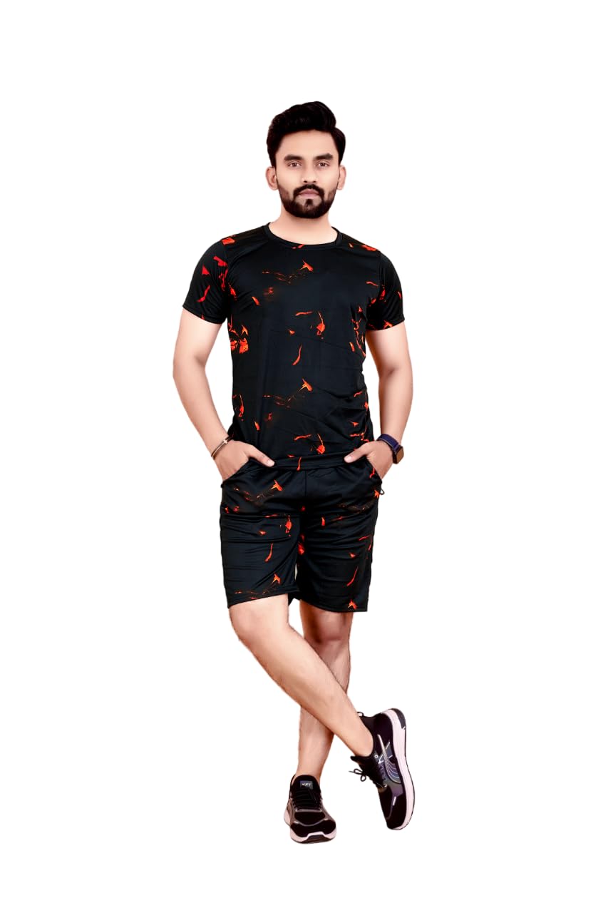 Men's Casual Night dress Soft Cotton Polyster Printed Sleep&Launge Wear,Regular Fit Round Neck Short Sleeve T-Shirt and shorts Pair set with Classic Pajama stylish Beach Wear for men-picture-50