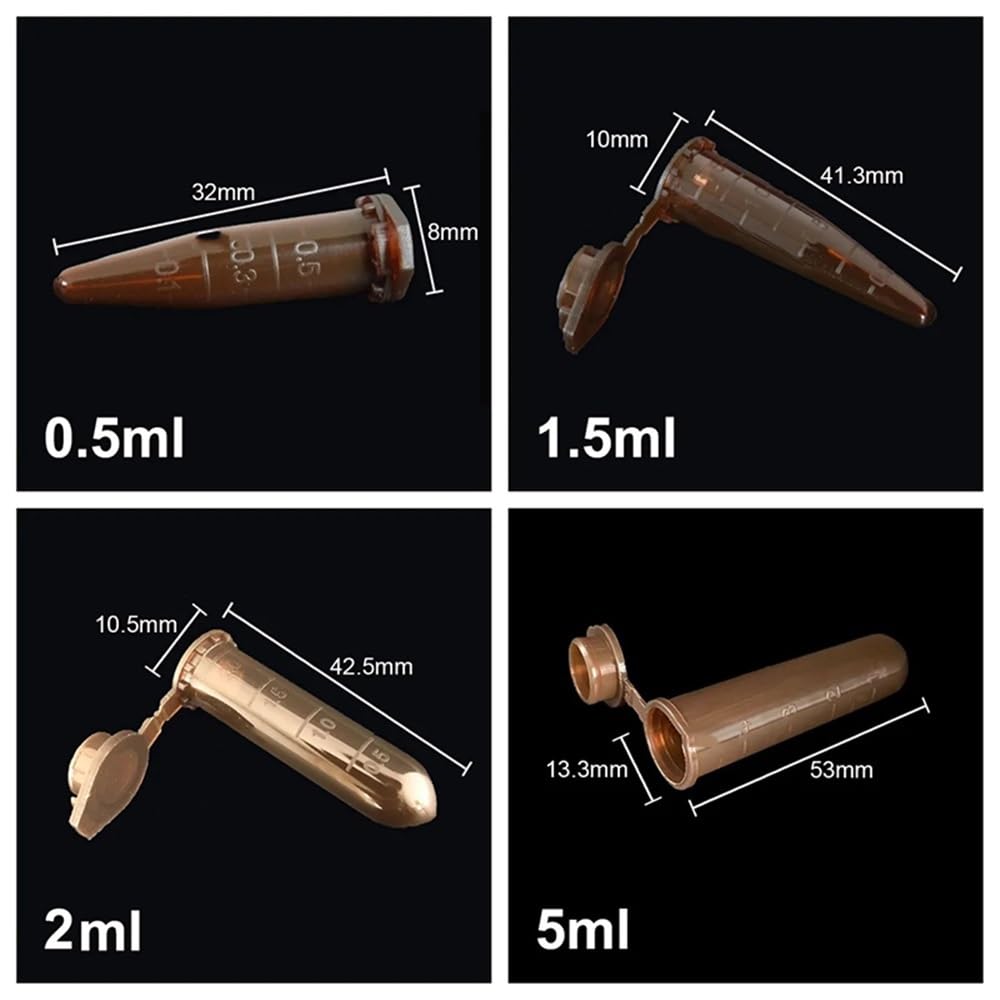 Cristalería de Laboratorio Tubo de centrífuga de plástico marrón de 5 ml, 10 ml y 15 ml con tapa graduada, vial de muestra, equipo de laboratorio(50ml-50Pcs)