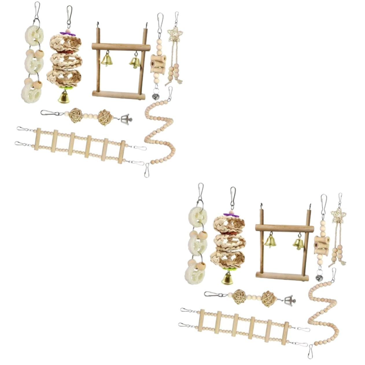 BESPORTBLE 2juegos Percha De Madera para Pájaros Juguete De para Periquitos y Loros Escalera De Masticar Accesorio Interactivo para Jaula