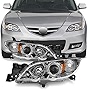 AKKON - Fits 2004-2009 Mazda 3 Sedan 4Door Projector [Halogen Style] Headlamp Chrome Headlight Driver+Passenger Side Pair
