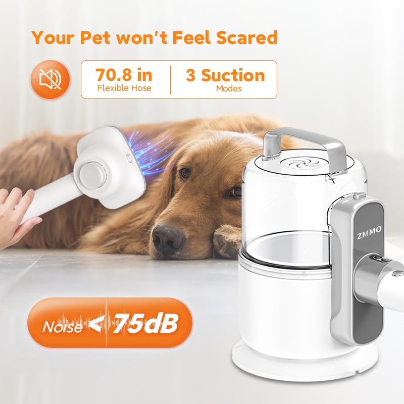 Pet Grooming Vacuum, 6-in-1 Dog Grooming Kit with 3 Suction Modes and Large Capacity Dust Cup, Ideal for Dog Owners, Unisex Adult, Pets