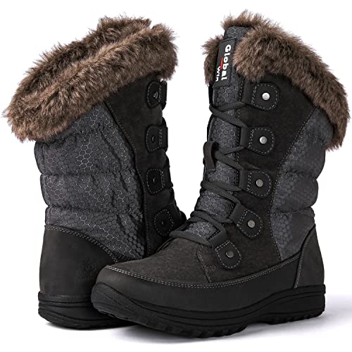 GLOBALWIN Women's Snow Boots Waterproof Mid-Calf Grey Winter Boots For Women With Warm Fleece Lining, Stylish Fur Boots For Women With Non-Slip Sole And Quilted Comfortable Boots Size 5.5M - image 2