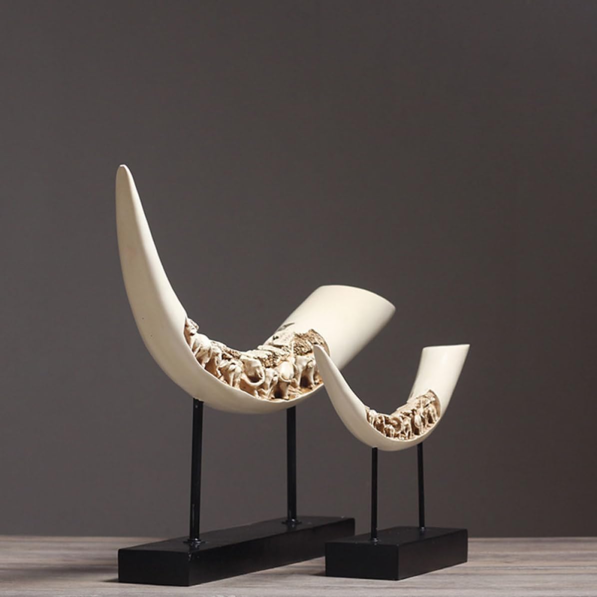 Decorazione Soggiorno in Resina Superficie Liscia, Riproduzione D'avorio Artificiale Delicata e Realistica per Ornamento Casa e Salotto