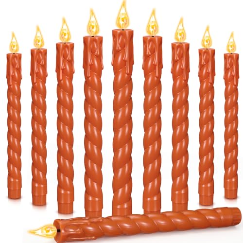 Velas LED cónicas naranjas sin perfume para decoración navideña y banquetes
