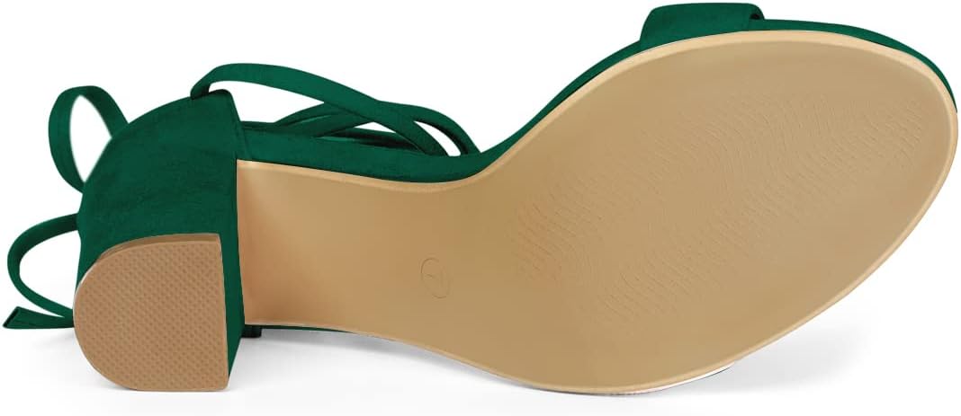 Allegra K Women's Tie Up Strappy Heels Chunky High Heels Green Sandal 8 M US - Image 6