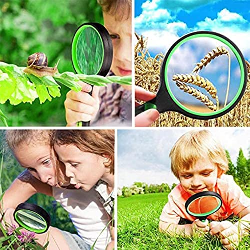 2 Pack 75Mm 10X Handheld Magnifying Glass Shatterproof Reading Magnifier For Seniors And Kids, Real Glass Magnifying Lens With Non-Slip Rubber Handle For Reading Hobbies And Science (Orange+Green) #TOP5