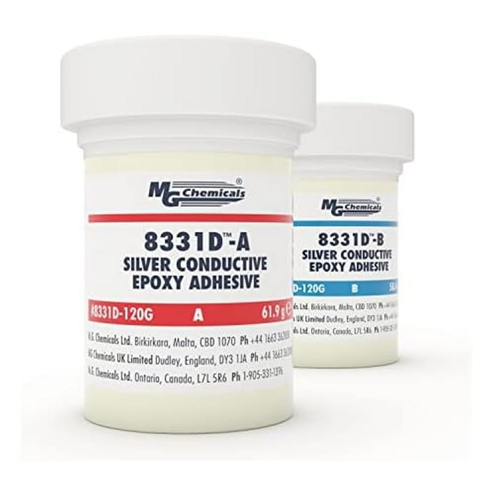MG Chemicals 8331D Silver Conductive Epoxy Adhesive, High Conductivity, 20 min Working time,120 Gram Kit (8331D-120G)
