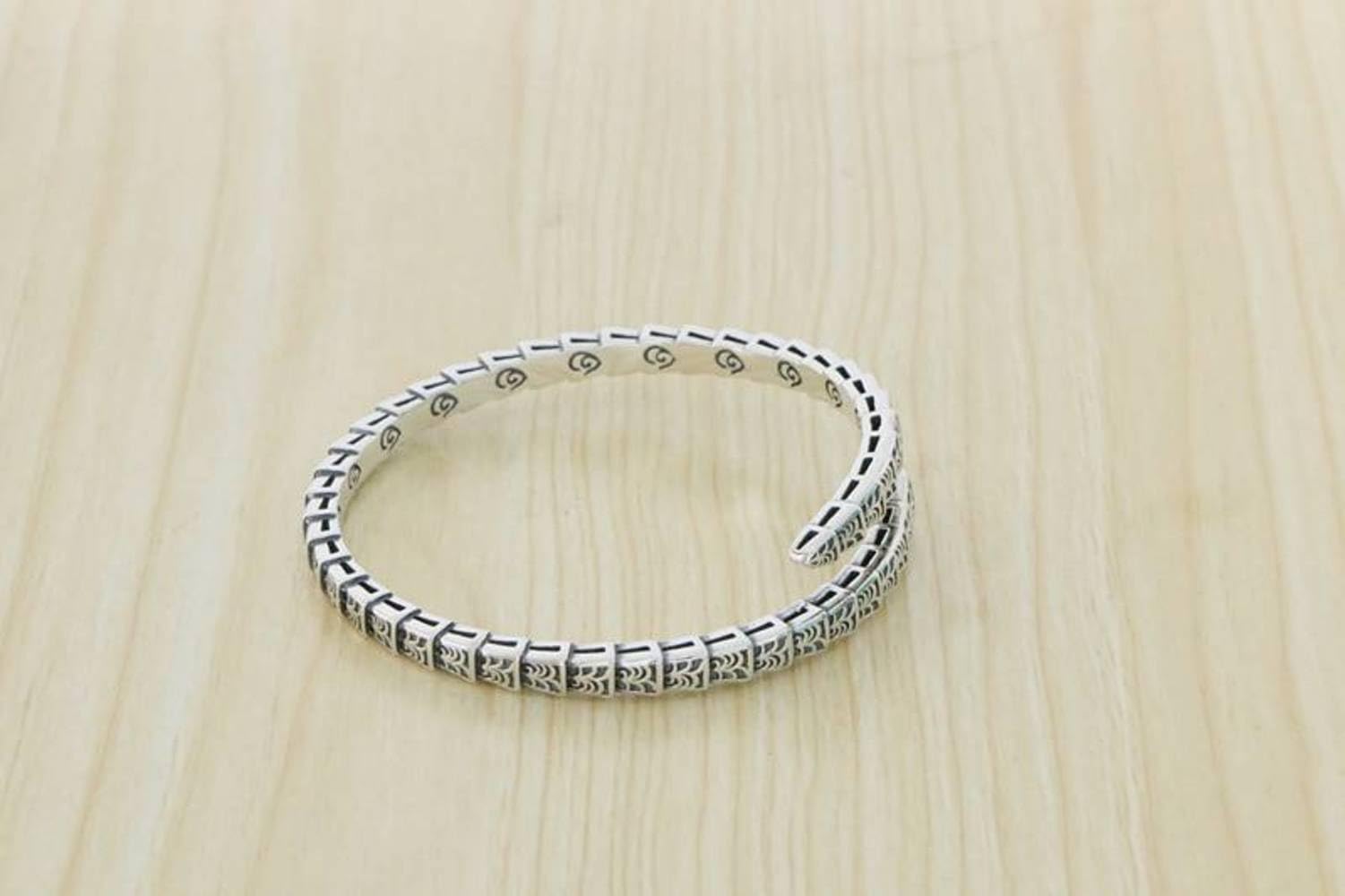 Brazalete Pulsera Serpiente Plata Esterlina Vintage Diseño Boca Viva Personalizada Joyería Mano Serpiente Pequeña Alto Grado Diseño Pulsera Sentido Joyería Serpiente Espiritual