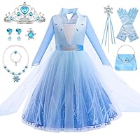 Robe Princesse Fille, Deguisement Princesse avec Couronne Princesse Ensemble, Deguisement Princesse pour Cadeau Fille, Princesse pour Cosplay (120)