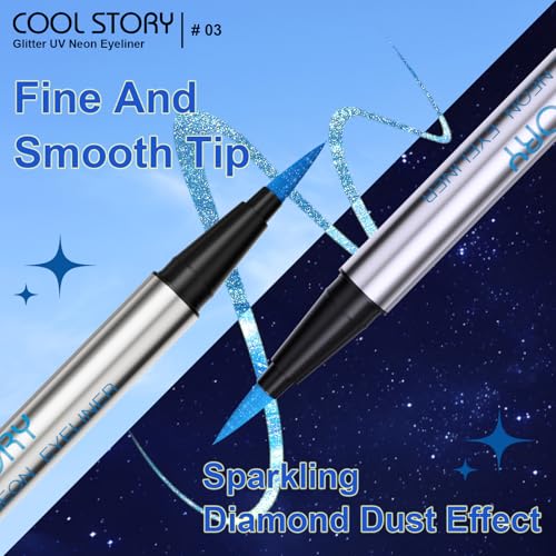 Delineador líquido con brillo UV neón Azul 0.02 Fl Oz miniatura 6