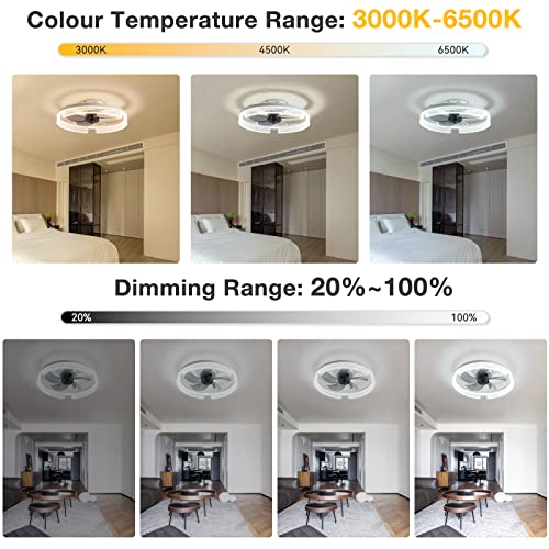 Ventilateur de plafond moderne silencieux avec lampe télécommandée 6 vitesses - 4
