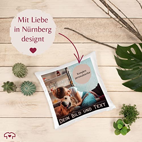 Kissen 40x40 Zierkissen - eigenem - Foto Bild Geschenk I Dein Bild und Text - 40 x 40 cm - Weiß - fotokissen+selbst+gestalten fotokissen selbst gestalten personalisiertes Photo sofakissen