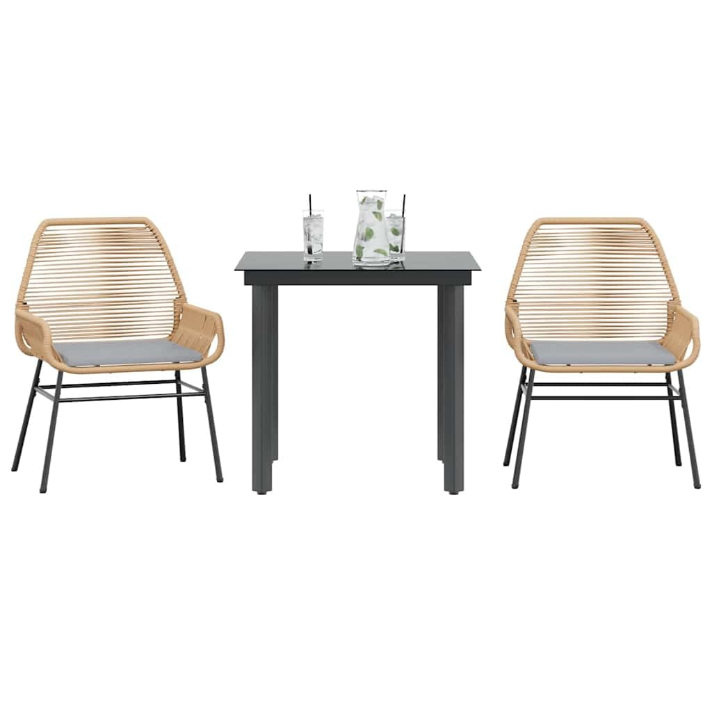 Salon de jardin polyrotin marron haut de gamme avec plateau en verre