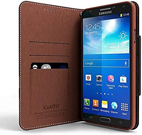 Black / Brown Samsung Galaxy Note 3 Wallet Case; Best Design with Coolest Premium [PU/Faux Leather] with Stand Feature and Magnetic Flap Closure; Functional Fashion Slim Wallet Case Cover for Galaxy Note 3 (Release Date); Supports Samsung Note 3 Devices From Verizon, AT&T, Sprint, and T-Mobile …