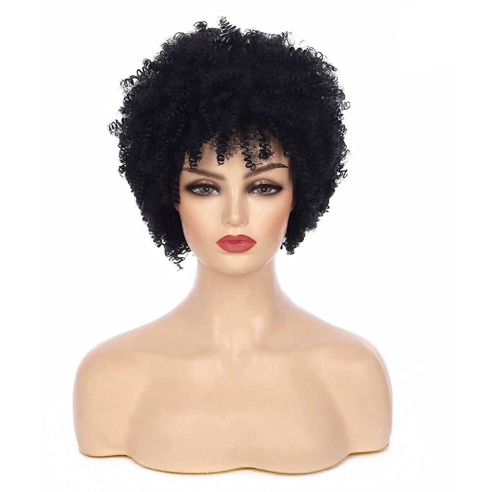 Perruque Afro Femme Bresilienne Courte Bouclée Sans Colle 8 Pouces | Glueless Wig Human Hair Vrai Cheveux Naturelle Perruques de Cheveux Humains en Pour Femmes Couleur Noir Naturel