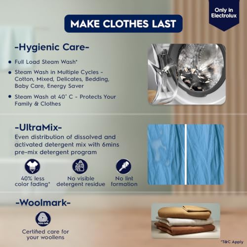 Image of Electrolux 10kg 5 Star Front Load Washing Machine, AutoSense Technology, Full Load Steam Wash, Hygienic Care, Woolmark, EcoInverter Motor, UltimateCare 500, EWF1024R5SB, Dark Silver