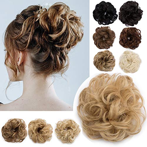 Moño Postizo Rizado con Goma - Fácil de Colocar y Natural -...