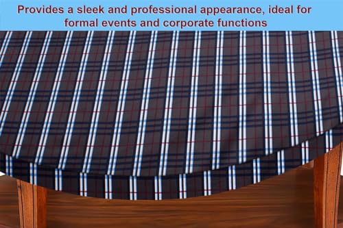 Image of The Furnishing Tree Elastic Oval Center Table Cover WxL 30x48 in Inches Polyester Checkered Pattern Grey