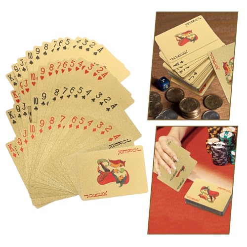 BESPORTBLE Goldene Pokerkarten aus PET und Langlebig Luxus Spielkarten für Party und Familie Tragbares Pokerkarten Satz – Bild 7