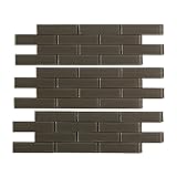 Aspect Peel and Stick Backsplash 12.5in x 4in Subway Leather Matted Glass Tile for Kitchen and Bathrooms (3-Pack)