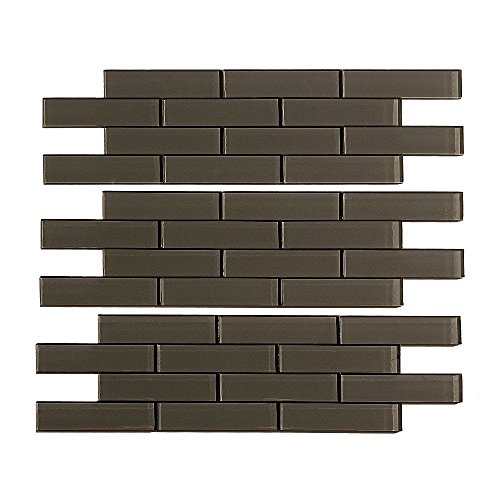 Aspect Peel and Stick Backsplash 12.5in x 4in Subway Leather Matted Glass Tile for Kitchen and Bathrooms (3-Pack)