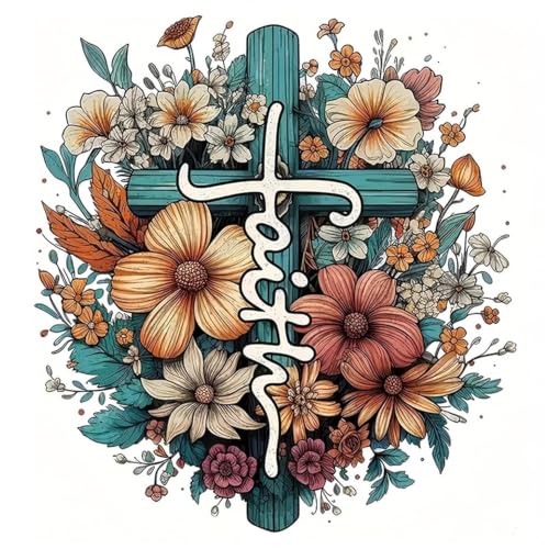Jesus Flower Cross Stitch Kits for Beginners Adults - Counted Cross Stitch Kits Needlepoint Cross-Stitch Patterns Dimensions Needlecrafts Embroidery Kits Arts and Crafts