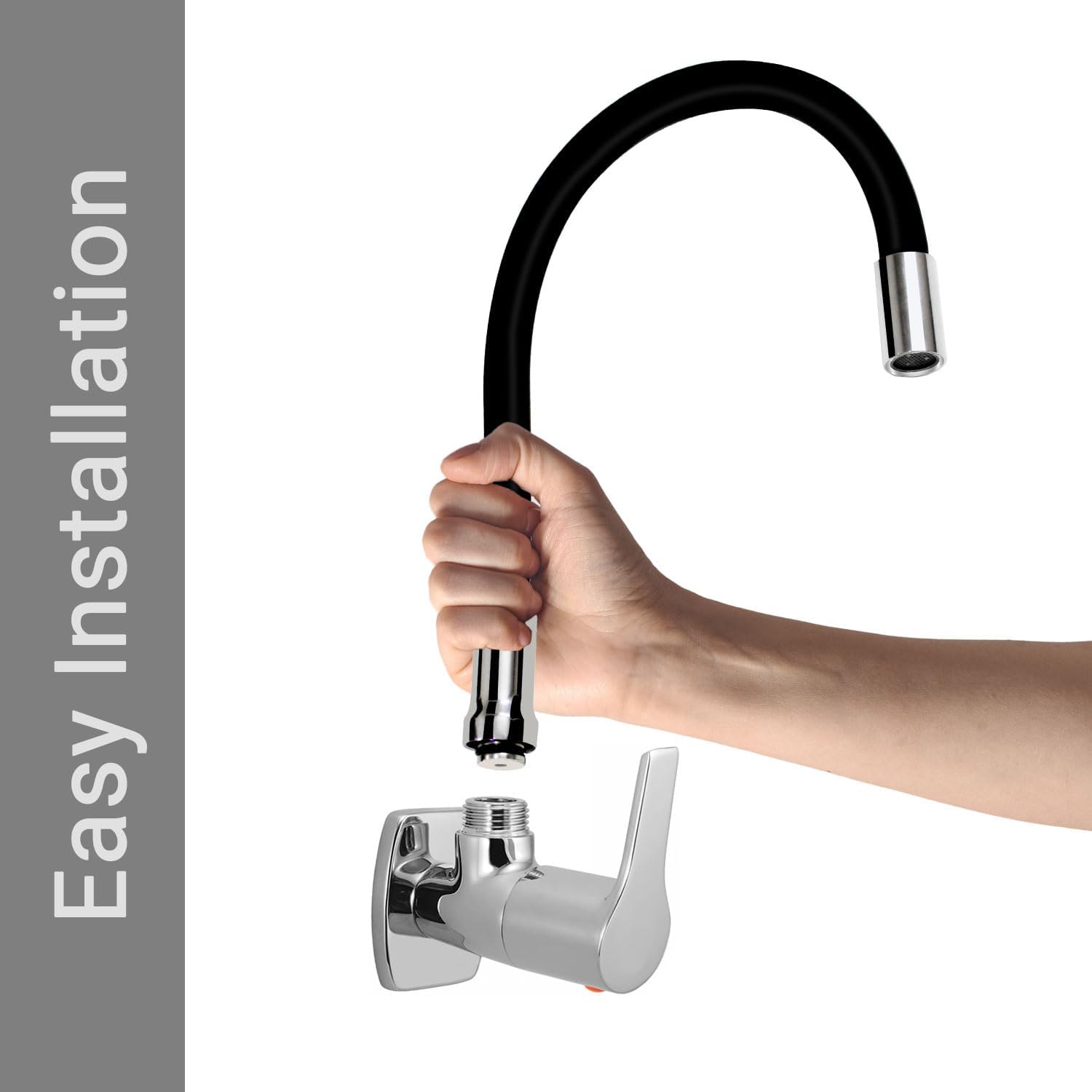 HYDERON Swivel Pipe Faucet – Durable and Stylish Black Tap for Kitchen, Bathroom, and Utility Areas (Swivel Pipe_Faucet Black) 2