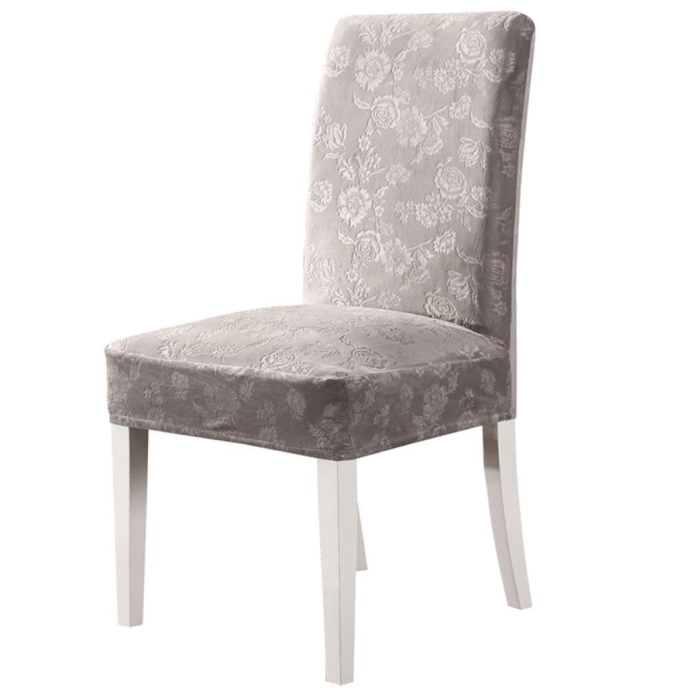 Housse de siege de salle a manger haut de gamme au motif fleurs 3D luxe gris clair - 2 pcs