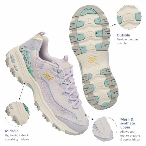 Skechers Women's D'Lites-Sweet Things, Lavender/Multi, 7 US