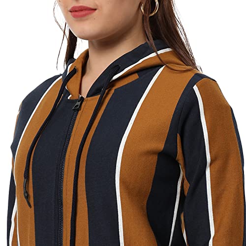 Image of Campus Sutra Women cotton Premium Zipper Hoodie-Grey