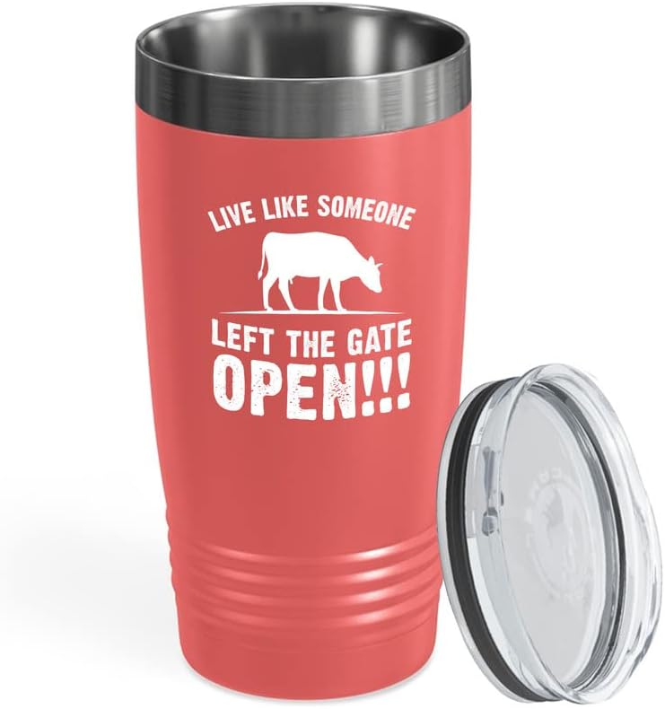 Dairy Farmer Coral Viking Tumbler 20oz - A Guy Just Pulled - Farming Garden Tractors Peasant Cultivator Agriculturist Peasant Animal Lovers