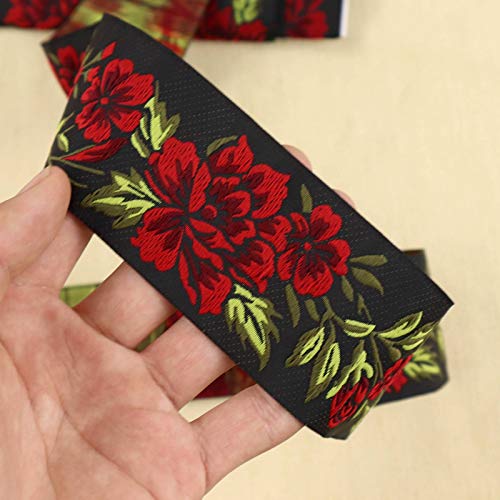 Idongcai Rose Jacquard Trim Lace Ribbon Floral Embroidery Woven Trimming Retro Fabric Offset Tape Home Decoration Embellishment1.95" Wide 10 Yards… #TOP1