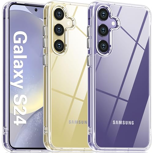 Image of Oterkin for Samsung Galaxy S24 Case Clear, [20X Anti-Yellowing Technology] S24 Phone Case with [Built-in 4 Airbags][10FT Military Grade Protection] [Crystal Transparent Slim] (Clear)